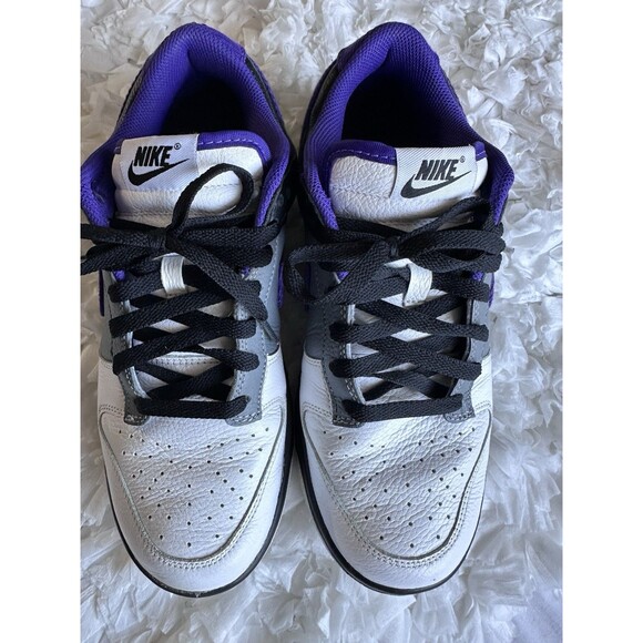Nike Low Dunk Gray Black Purple Leather Sneakers Size 9 Lace Up Casual Custom
